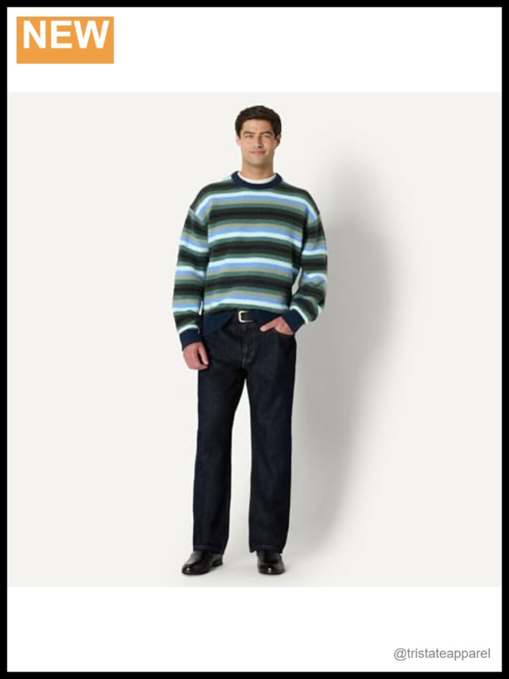 Men's Relaxed-Fit Faux Mohair Crewneck Pullover Sweater, Ribbed, Heavyweight